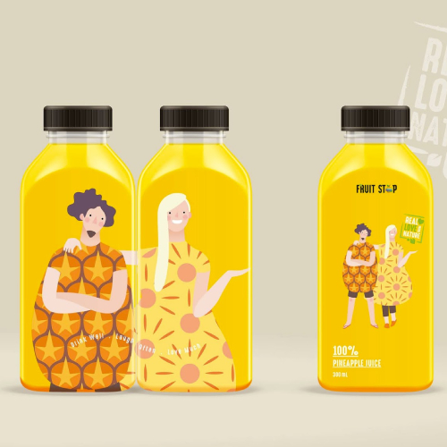 Creative juice bottle label design